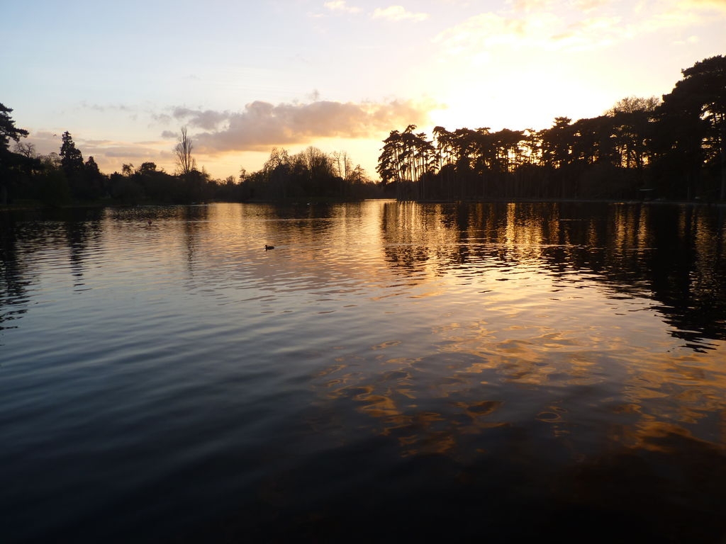 Coucher de soleil sur le lac inférieur du Bois de Boulogne